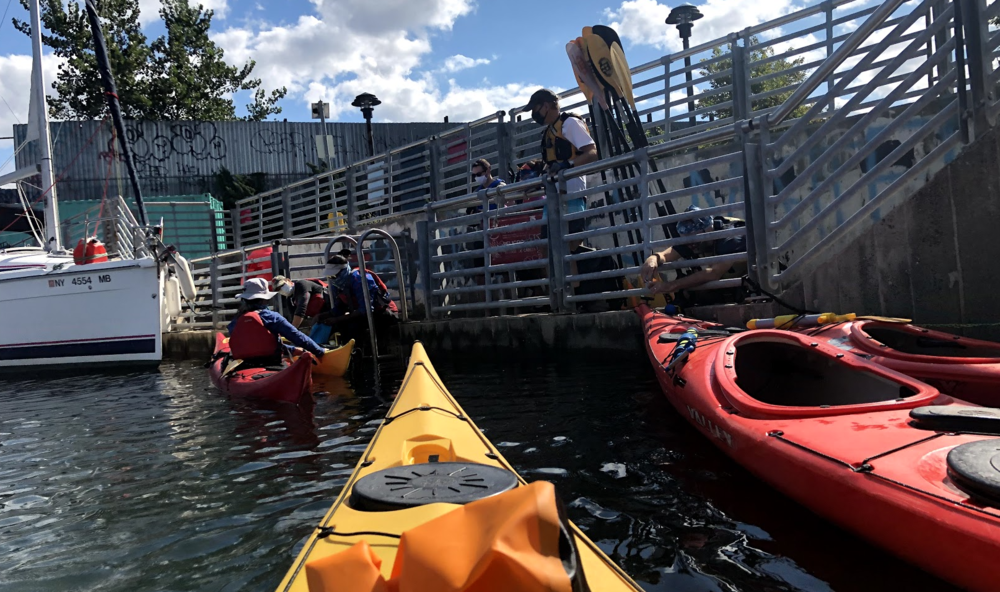Kayaking in Newtown Creek between Greenpoint and Long Island City with the  Brooklyn Bridge Park Boathouse.